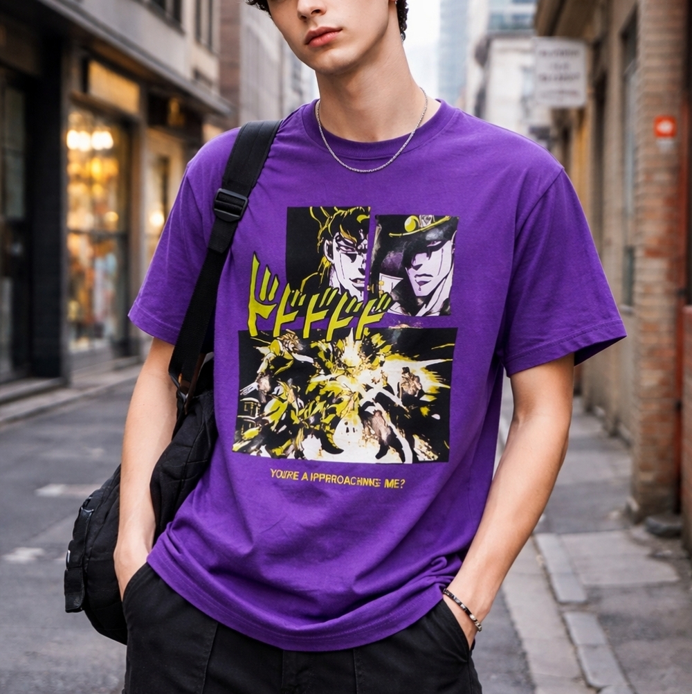 JoJo’s Bizarre Adventure Anime Graphic Tee Purple Shirt Size M